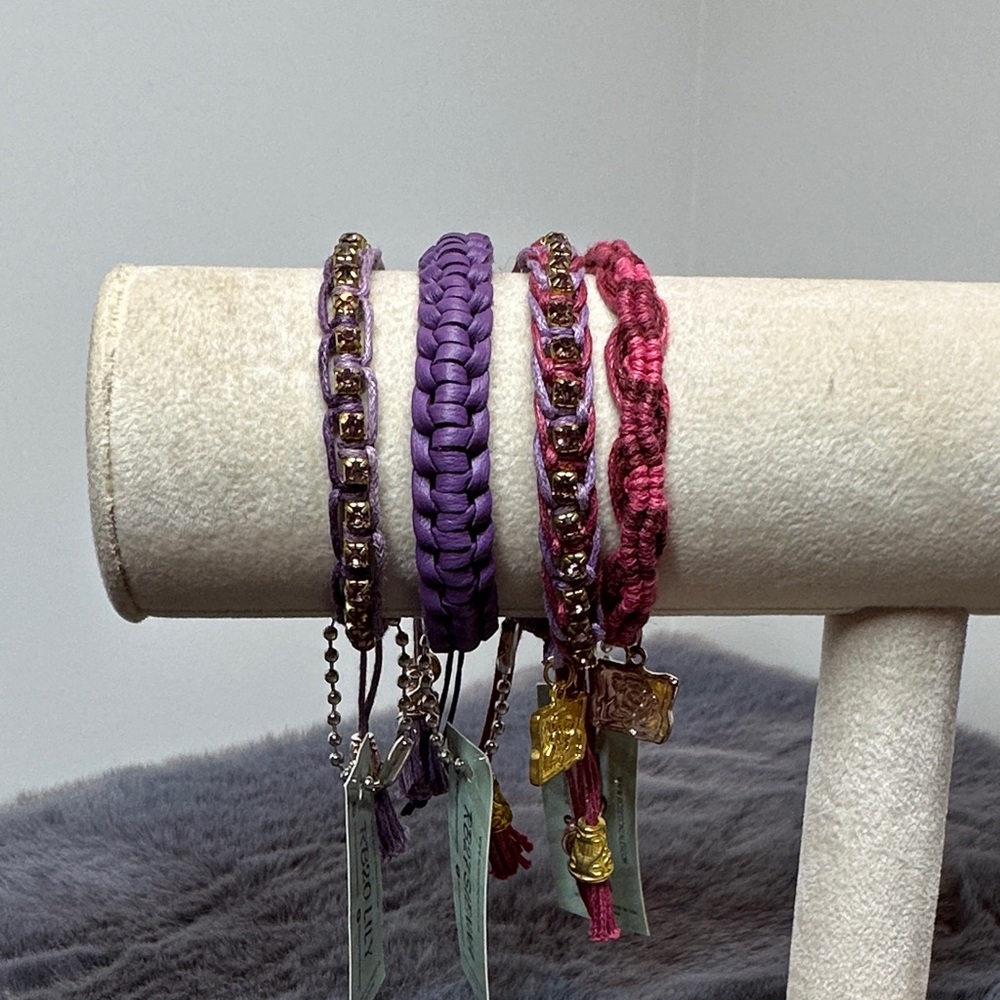 NWT - Vibrant Purple and Pink Beaded Bracelet set with Swarovski crystals